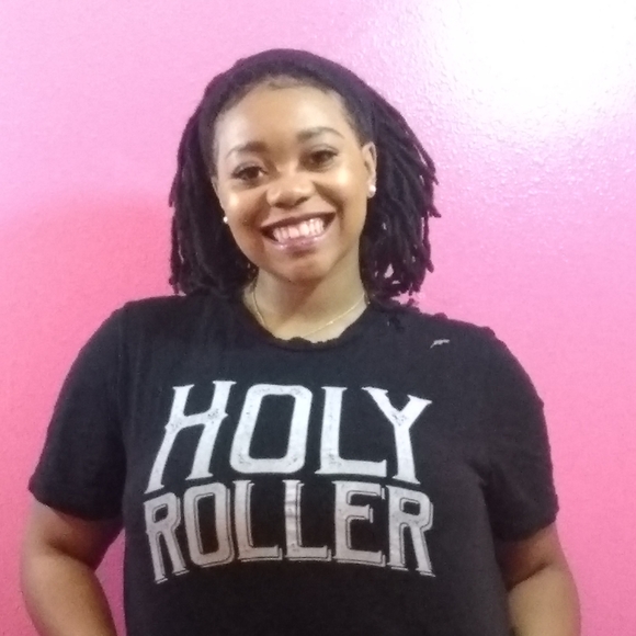 Black distressed 'Holy Roller' Tee - Picture 1 of 2